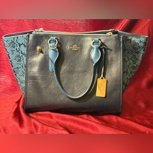 Coach Crosby Carryall Blue with Embossed Snakeskin, Retired